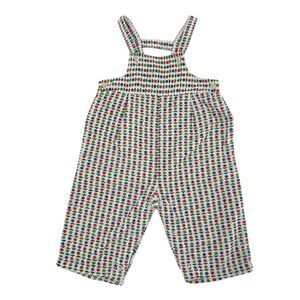 Vintage Corduroy Infant Romper Jumpsuit White Red Blue Green Flowers 3-6 Month
